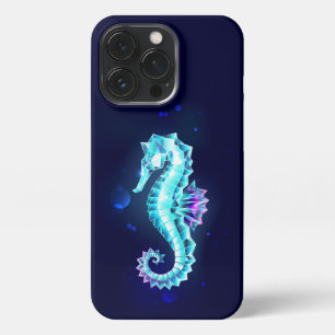 Crystal Ice Seahorse on Blue Background iPhone 13 Pro Case