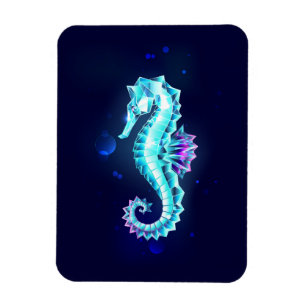 Crystal Ice Seahorse on Blue Background Magnet