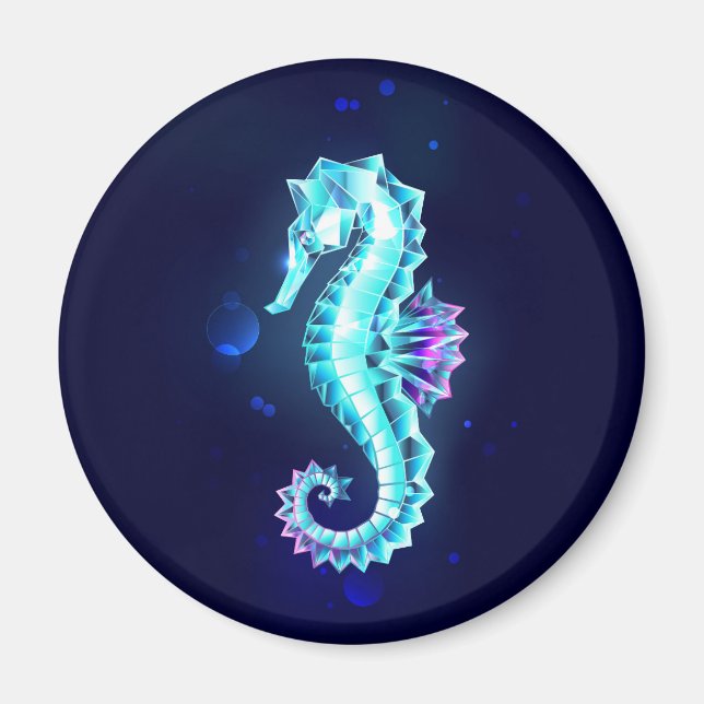 Crystal Ice Seahorse on Blue Background Magnet (Front)