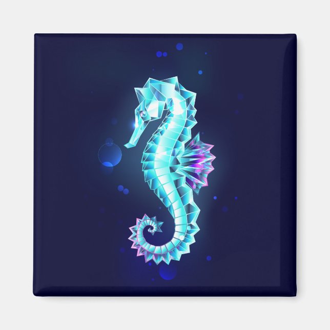 Crystal Ice Seahorse on Blue Background Magnet (Front)