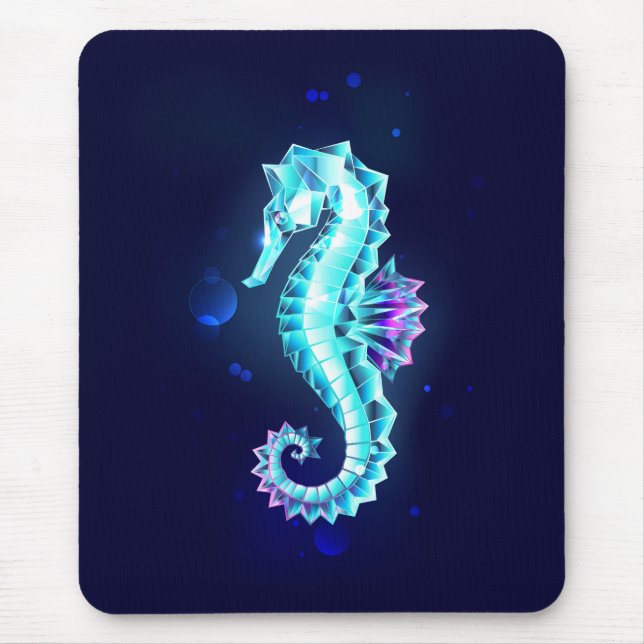 Crystal Ice Seahorse on Blue Background Mouse Mat (Front)