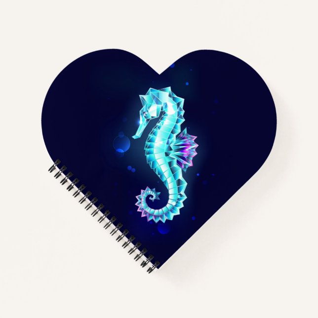 Crystal Ice Seahorse on Blue Background Notebook (Front)