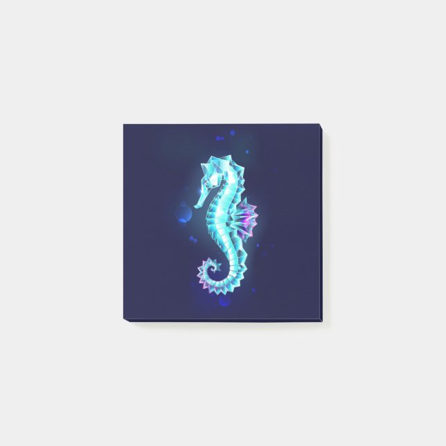 Crystal Ice Seahorse on Blue Background Post-it Notes (Front)