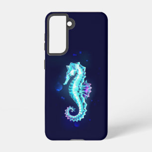 Crystal Ice Seahorse on Blue Background Samsung Galaxy Case