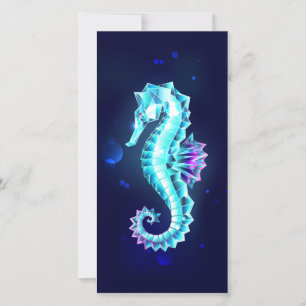Crystal Ice Seahorse on Blue Background Save The Date