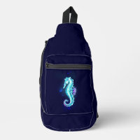 Crystal Ice Seahorse on Blue Background
