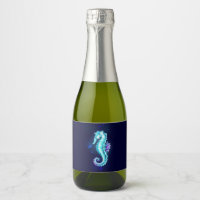 Crystal Ice Seahorse on Blue Background