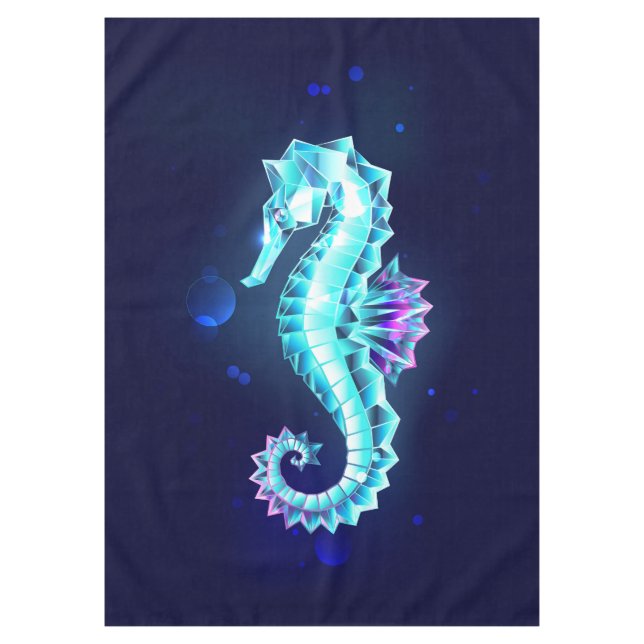 Crystal Ice Seahorse on Blue Background Tablecloth (Front)