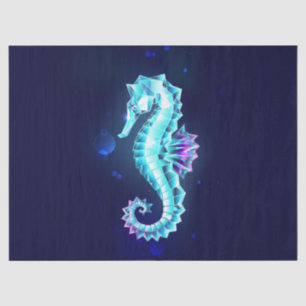 Crystal Ice Seahorse on Blue Background Tissue Paper