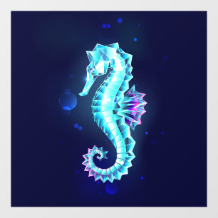 Crystal Ice Seahorse on Blue Background Window Cling