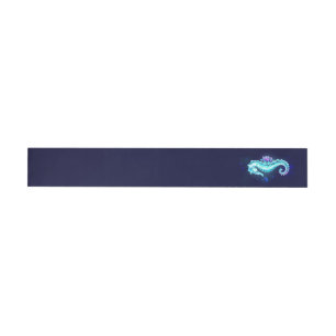 Crystal Ice Seahorse on Blue Background Wraparound Address Label