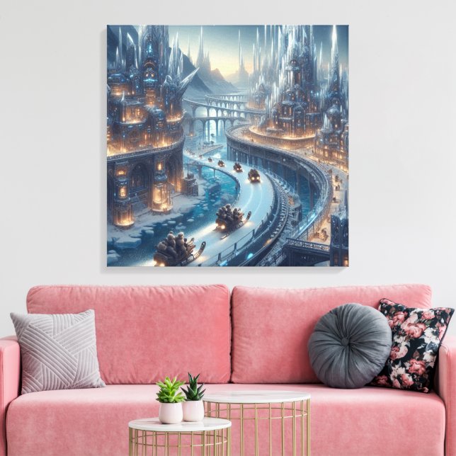 Crystal Ice World Fantasy Art Canvas Print (Insitu(LivingRoom))