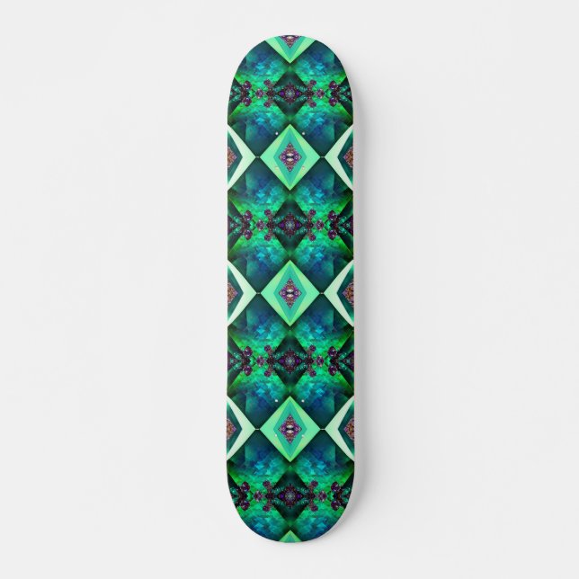 Crystal Jewel Green Emerald Gemstone May Birthday Skateboard (Front)