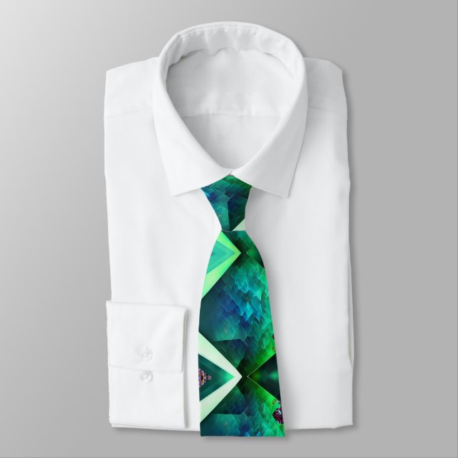 Crystal Jewel Green Emerald Gemstone May Birthday Tie (Tied)