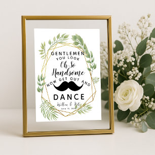 Crystal leaf foliage GENTLEMEN BATHROOM wedding Poster