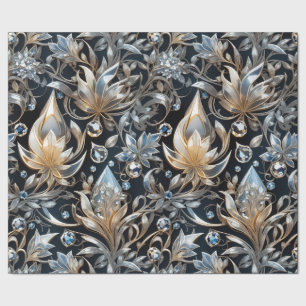 Crystal Luxury Flowers Filigree Wrapping Paper