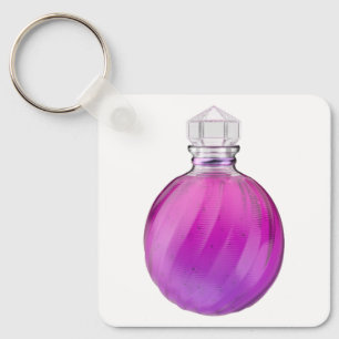 Crystal magic potion bulb with purple liquid key ring
