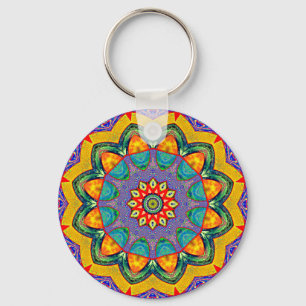 "Crystal Mandala Quilt" Key Ring