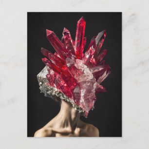 Crystal Mask Woman Adorned with Mineral Crystals Holiday Postcard