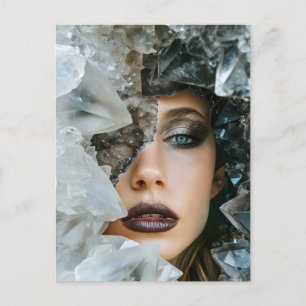 Crystal Mask Woman Adorned with Mineral Crystals Holiday Postcard