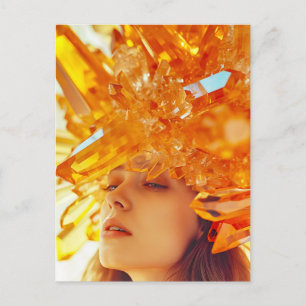 Crystal Mask Woman Adorned with Mineral Topaz Crys Holiday Postcard