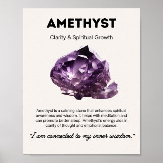 Crystal Meaning Amethyst, for Meditation and Yoga Poster