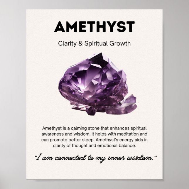Crystal Meaning Amethyst, for Meditation and Yoga Poster (Front)