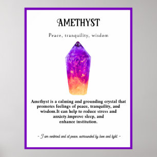 Crystal Meaning Healing,Gemstone, Spiritual Wall Poster
