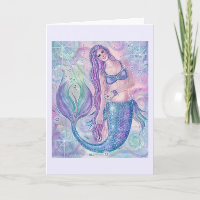 Crystal mermaid art greeting card by Renee Lavoie (Front)