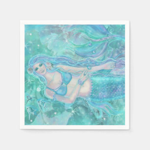 Crystal Mermaid dreams by Renee Lavoie  Napkin
