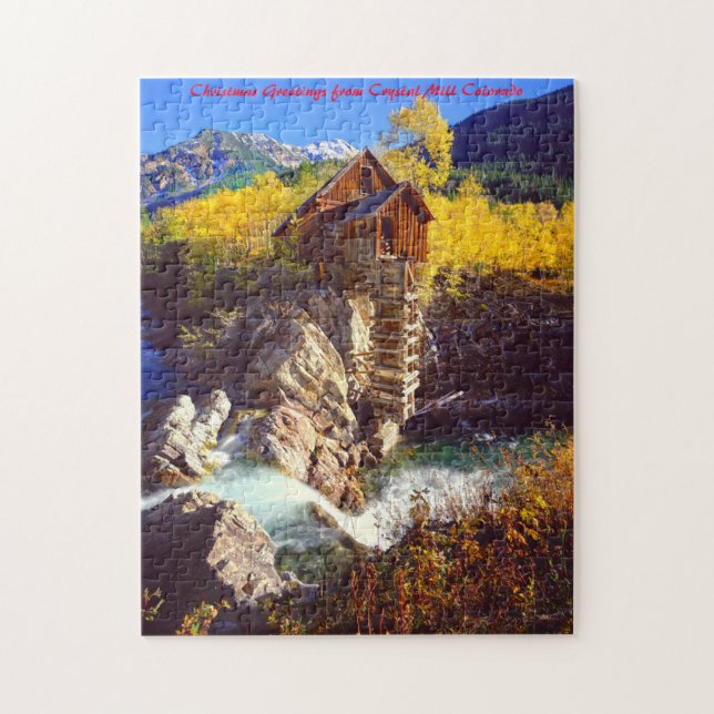 Crystal Mill Colorado.Christmas Greetings Jigsaw Puzzle (Vertical)