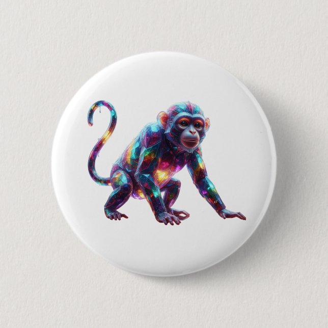 Crystal Monkey Art 6 Cm Round Badge (Front)