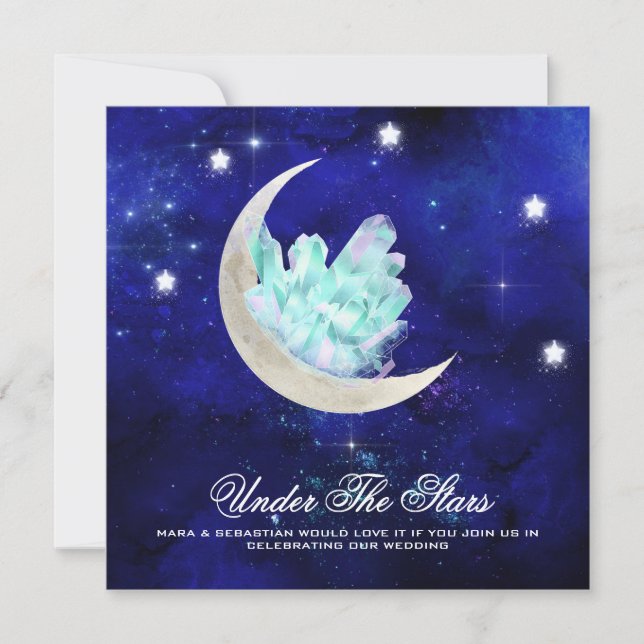 *~* CRYSTAL MOON STARS  RSVP Website AR14 Wedding Invitation (Front)