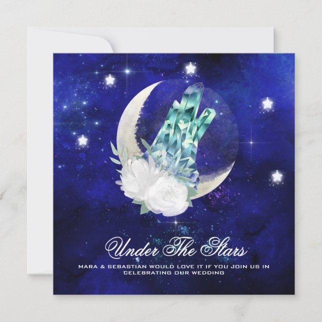 *~* CRYSTAL MOON STARS Website AR14 RSVP Wedding Invitation (Front)