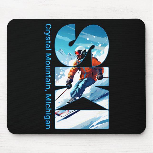 Crystal Mountain Michigan Skiing Vacation Ski Outd Mouse Mat (Front)