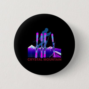 Crystal Mountain Skiing, Retro 90s Crystal Mountai 6 Cm Round Badge