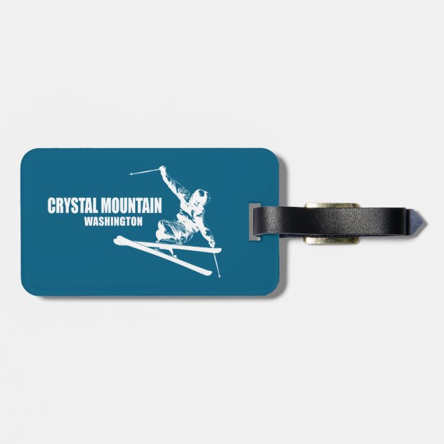 Crystal Mountain Washington Skier Luggage Tag (Back Horizontal)