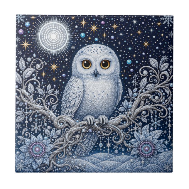 Crystal Night with Magical Snowy Owl Tile (Front)