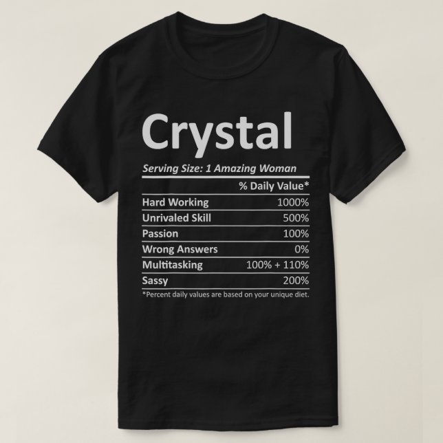 CRYSTAL Nutrition Personalised Name Funny Christma T-Shirt (Design Front)