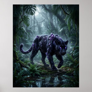 Crystal Panther Night Glow Poster