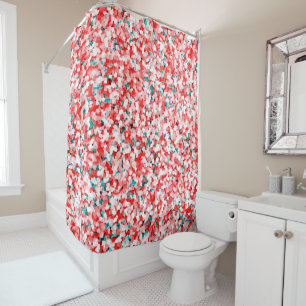 Crystal Pattern - White Red Green  Shower Curtain