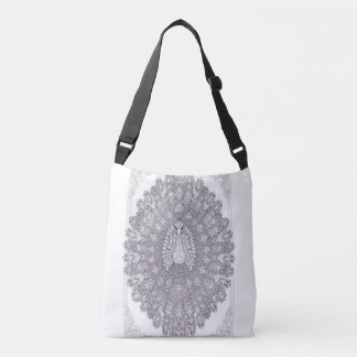Crystal Peacock Geometric Bird Line Art Crossbody Bag