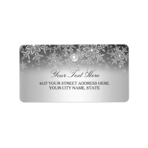 Crystal Pearl Snowflake Silver Address Label