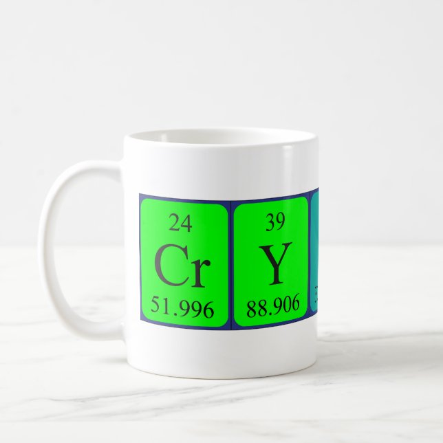 Crystal periodic table name mug (Left)