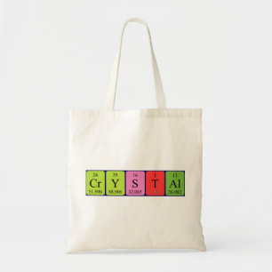 Crystal periodic table name tote bag