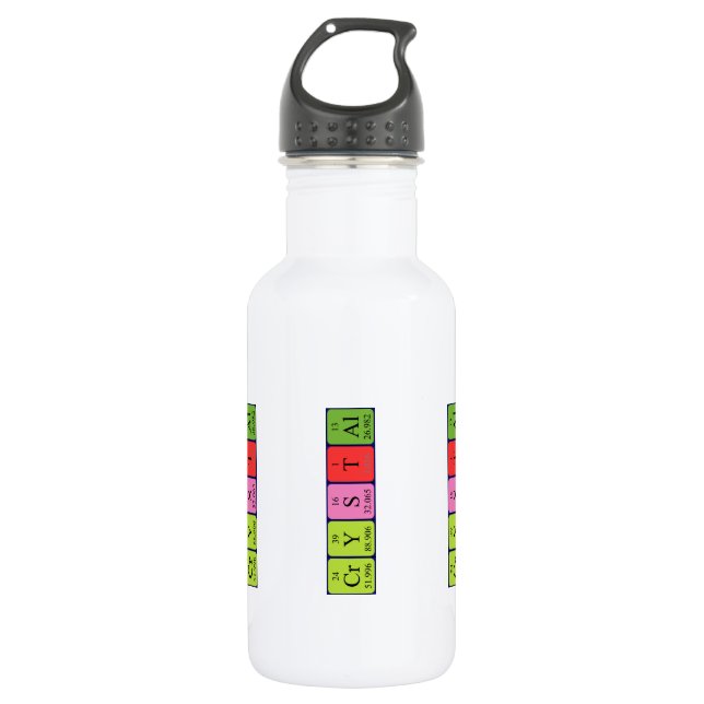 Crystal periodic table name water bottle (Front)