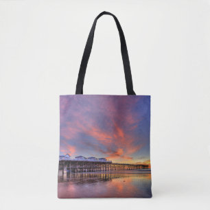 Crystal Pier Sunset Tote Bag