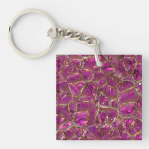 Crystal Pink and Gold Key Ring
