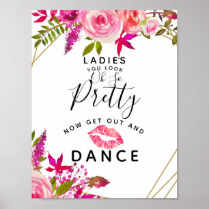 Crystal Pink Peach  Ladies BATHROOM wedding sign