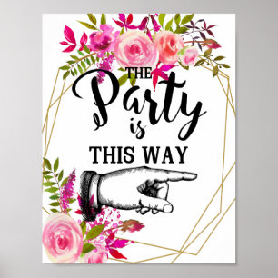 crystal Pink Peach Roses  THIS WAY FINGER POINTING Poster